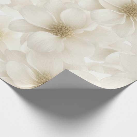 Soft Ivory Floral Abstrakt Geschenkpapier (Ecke)