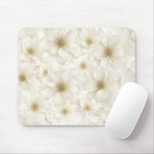 Soft Ivory Floral Abstrakt Mousepad