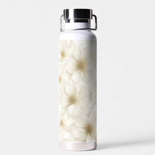 Soft Ivory Floral Abstrakt Trinkflasche (Rückseite)