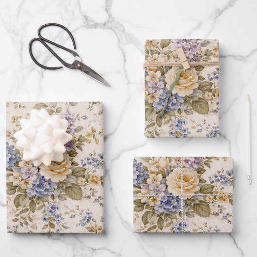 Soft Ivory Garden Bloom Geschenkpapier Set (Vorderseite)
