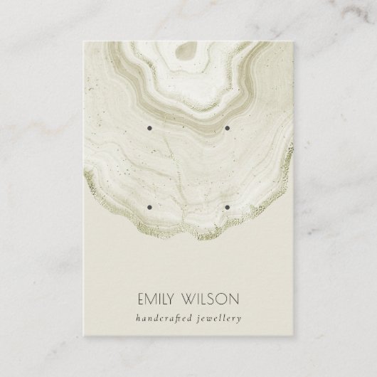 Soft Ivory Gold Agate Marble 2 Earring Display Visitenkarte (Vorderseite)