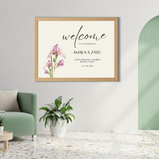 Soft Ivory & Iris Wedding Willkommen Acrylschild