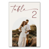 Soft Ivory Minimalist Wedding. Modern Script Photo Tischnummer (Rückseite)
