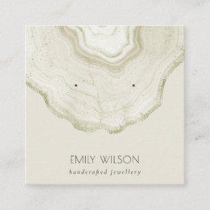 Soft Ivory Pale Gold Agate Marmor Ohrring Display  Quadratische Visitenkarte