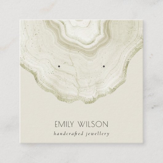 Soft Ivory Pale Gold Agate Marmor Ohrring Display Quadratische Visitenkarte (Vorderseite)