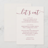 Soft Ivory Wedding. Modern Script Reception Dinner Menükarte (Vorne/Hinten)