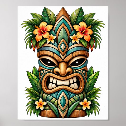 Soft Jade Blossom Tiki Poster (Vorne)