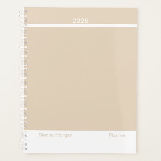 Soft Khaki/Beige Minimalist Planer (Vorderseite)