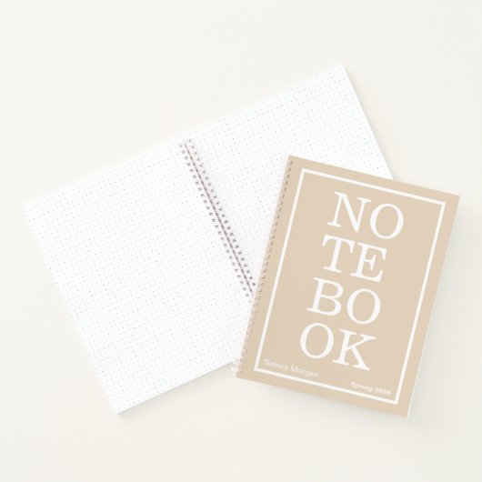 Soft Khaki/Beige Modern Big "NOTEBOOK" Notizblock (Innenseite)