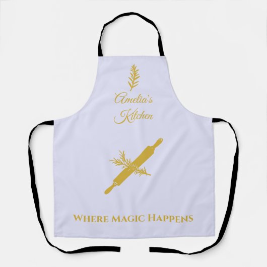 Soft Lavendel mit antikem Goldwalzband Button & Kr Schürze (Vorderseite)