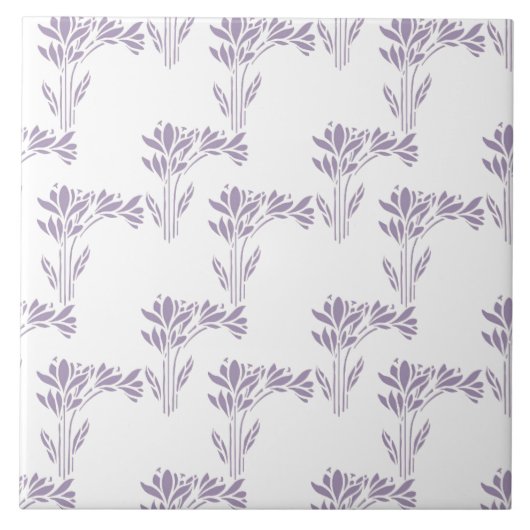 Soft Lavender Botanical Pattern Tile Fliese (Vorderseite)