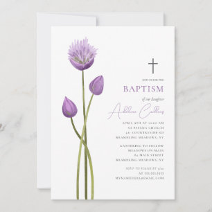 Soft Lavender Bubble Blume Minimalistische Taufe Einladung