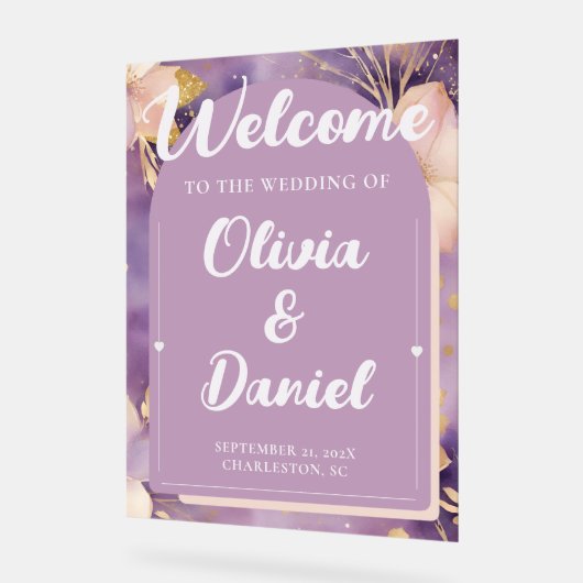 Soft Lavender Ceremony Welcome Display Acrylschild (Winkel)