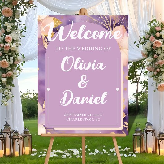 Soft Lavender Ceremony Welcome Display Acrylschild