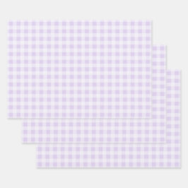 Soft Lavender Gingham Wrapping Paper Sheets Geschenkpapier Set