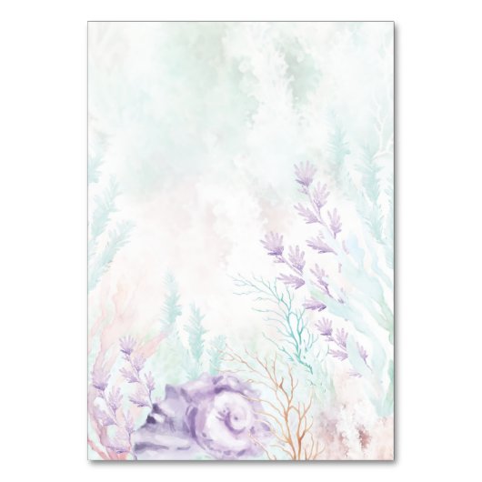 Soft Lavender Mint Ocean Wedding Tischnummer (Rückseite)