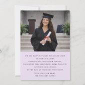 Soft Lavender Photo Graduate Announcement Einladung (Rückseite)
