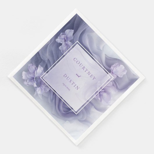 Soft Lavender Sheer Floral Wedding Napkins Serviette (Ecke)