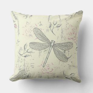 Soft Lemon Dragonfly Kissen