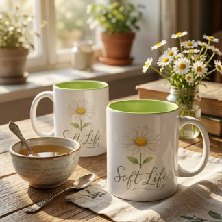 Soft Life Aesthetic Daisy Watercolor Floral Coffee Tasse
