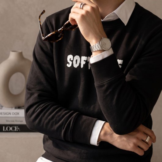 Soft Life Herren Schwarz Crewneck Sweatshirt | Min