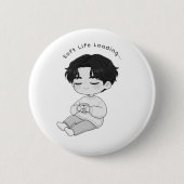 Soft Life Loading Cozy Chibi Boy Tea Button (Vorderseite)