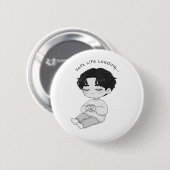 Soft Life Loading Cozy Chibi Boy Tea Button (Vorne & Hinten)