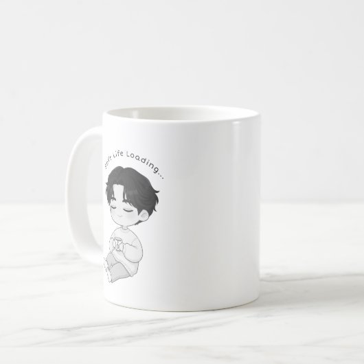 Soft Life Loading Cozy Chibi Boy Tea Kaffeetasse (Vorderseite Links)