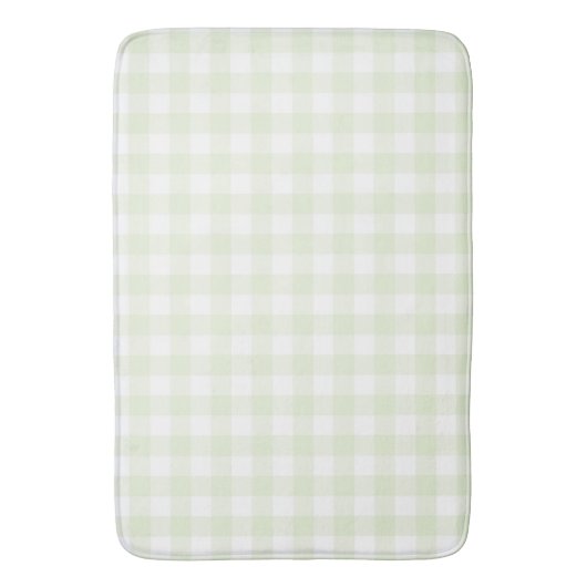 Soft Light Green Gingham Buffalo Karo Kariert Badematte (Vorderseite Vertikal)