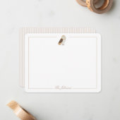 Soft Light Taupe Tan Owl Personalisiert Stationery Mitteilungskarte (Vorderseite/Rückseite Beispiel)