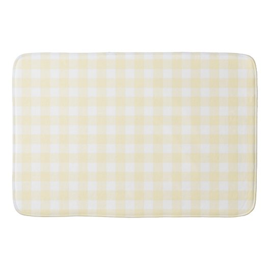 Soft Light Yellow Gingham Buffalo Karo Kariert Badematte (Vorderseite)