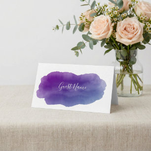Soft lila Aquarellname Platzkarte