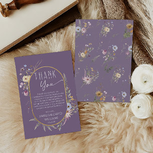 Soft Lila Boho Wildblume Babydusche Dankeskarte
