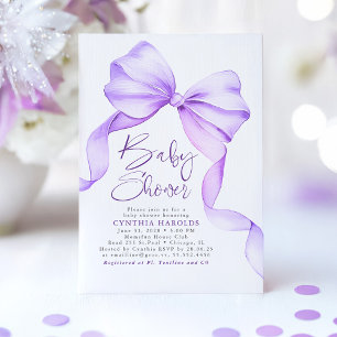 Soft Lila Bow Niedlich Elegante Babydusche Einladung