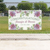 Soft Lila Floral Hanging Wedding Banner (Insitu)