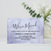 Soft Lila Grunge "We ve Moved" Einschlusskarte Begleitkarte (Stehend Vorderseite)