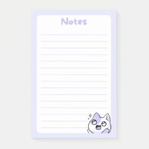 Soft Lila Kawaii Chibi Kitty Cat mit Sparkling Post-it Klebezettel