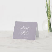 Soft Lila legante Script Blank Wedding Dankeskarte (Vorderseite)