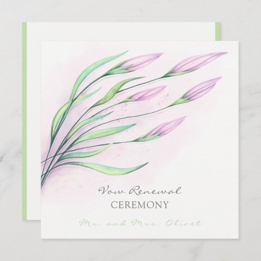 Soft Lila Lilies Vow Renewal Einladung (Vorne/Hinten)
