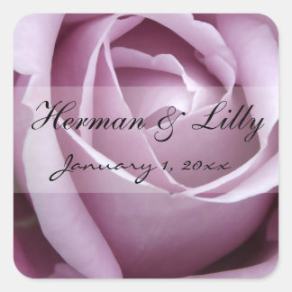 Soft Lila Rose Personalisiert Hochzeit Quadratischer Aufkleber
