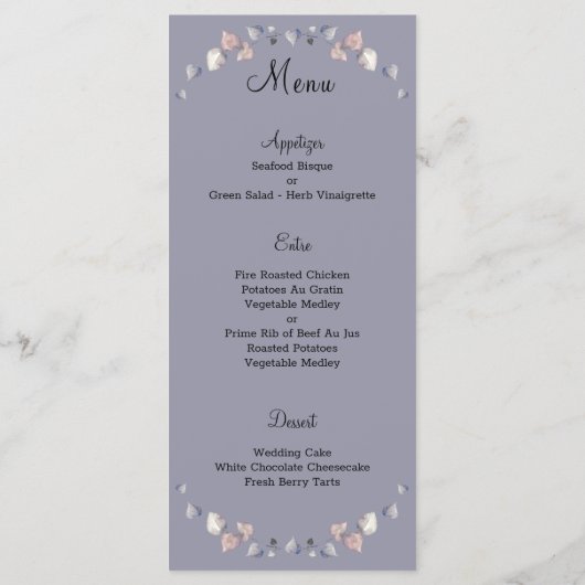 Soft Lila schottische Heather Wedding Menükarte (Rückseite)