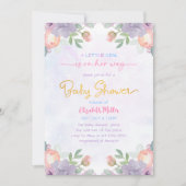 Soft Lila Watercolor Floral Baby Dusche Einladung (Vorderseite)