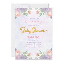 Soft Lila Watercolor Floral Baby Dusche