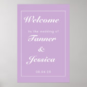 Soft Lila & White Modern Wedding Welcome Poster (Vorne)