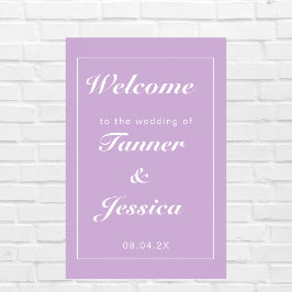 Soft Lila & White Modern Wedding Welcome Poster
