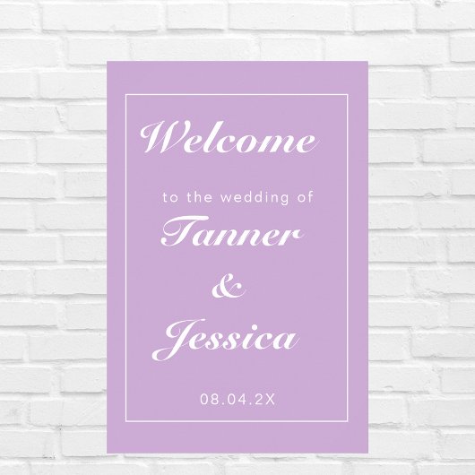 Soft Lila & White Modern Wedding Welcome Poster