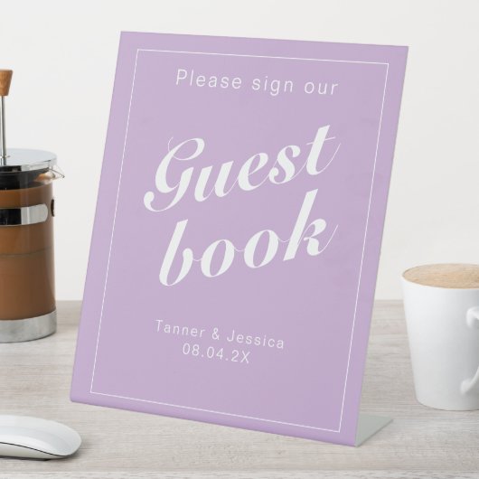 Soft Lila & White Modernes Minimalistisches Gästeb Sockelschild (In Situ)