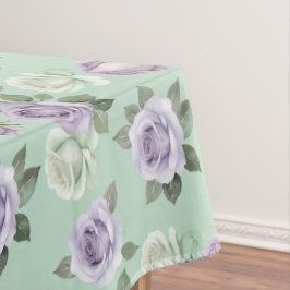 Soft Lilac And White Roses With Watercolor Effects Tischdecke