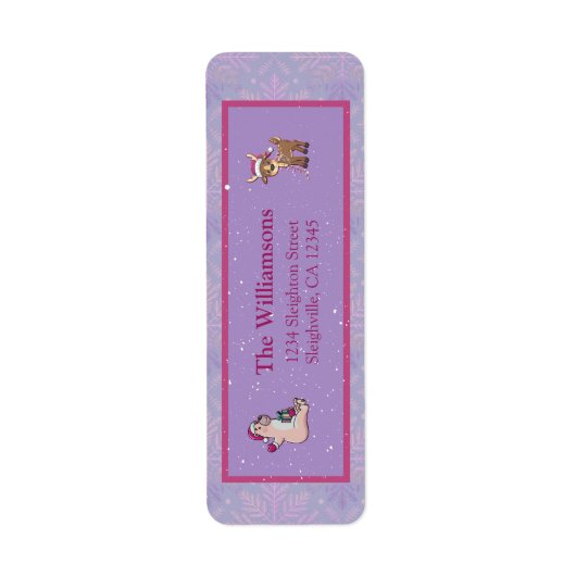 Soft Lilac Deer & Bear Holiday Return Address (Vorne)