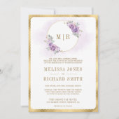 Soft Lilac Lila Blumengold Alles in einer Hochzeit Einladung (Vorderseite)